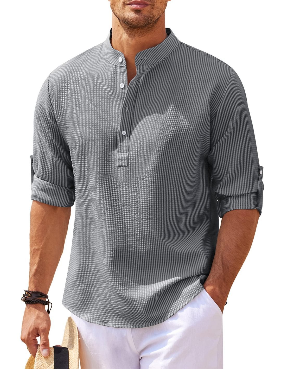 Men's Stand Collar Casual Shirt