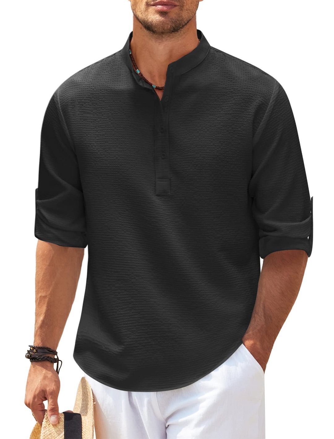 Men's Stand Collar Casual Shirt