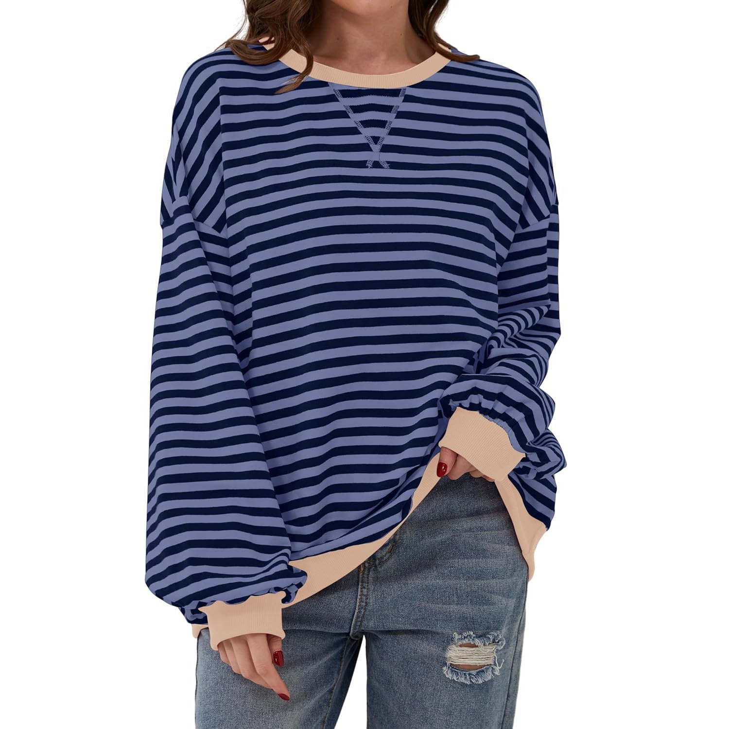 Loose Striped Long Sleeve T-shirt