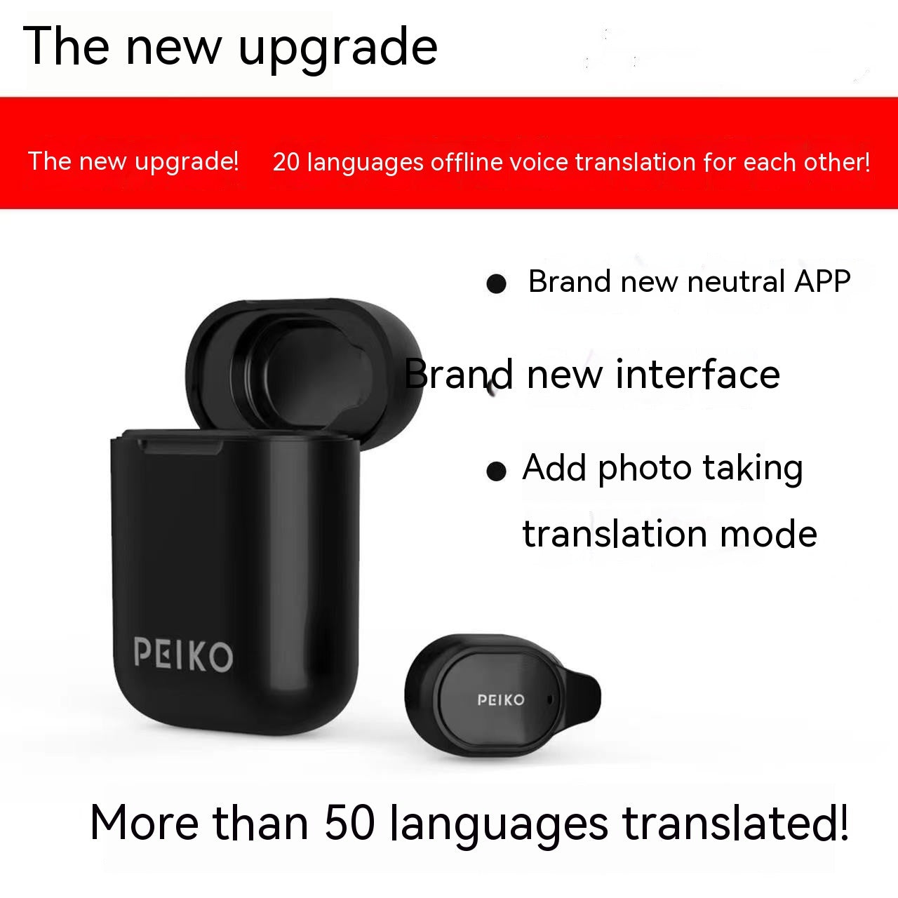 Instant Translation Wireless Bluetooth Headset 50 Mutual Translation In-ear