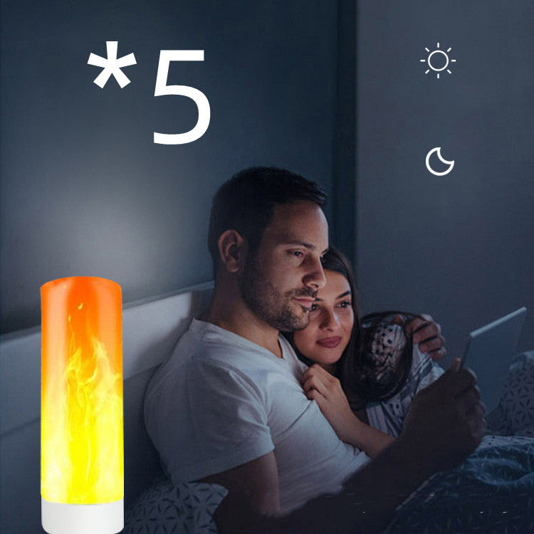 USB Atmosphere Light LED Flame Flashing Candle Lights Book Lamp For Power Bank Camping Lighting Cigarette Lighter Effect Light