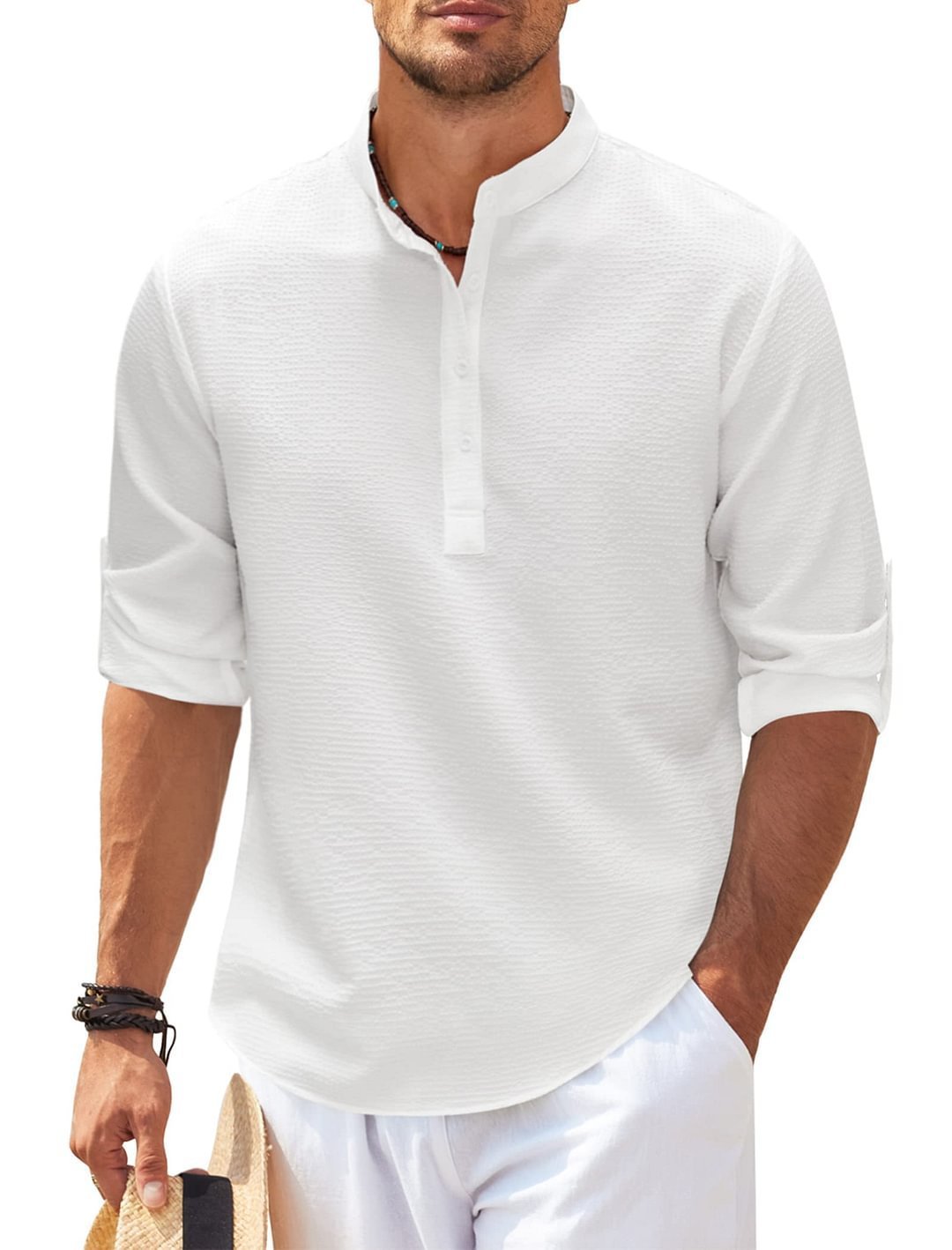 Men's Stand Collar Casual Shirt