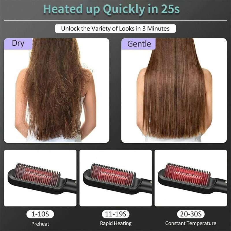 2-in-1 Hair Straightener & Curling Brush