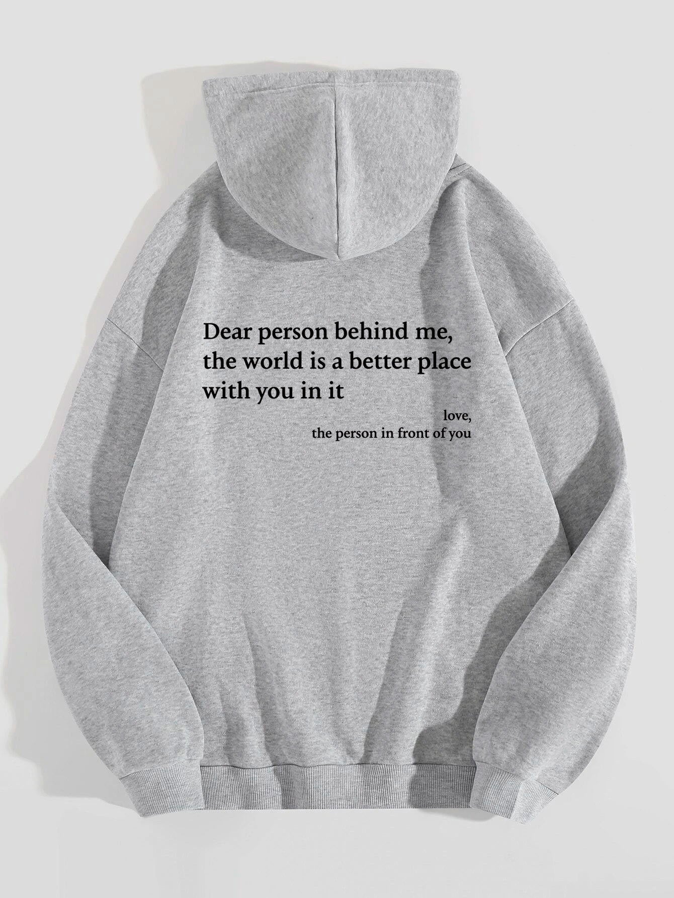 Plush Letter Print Hoodie