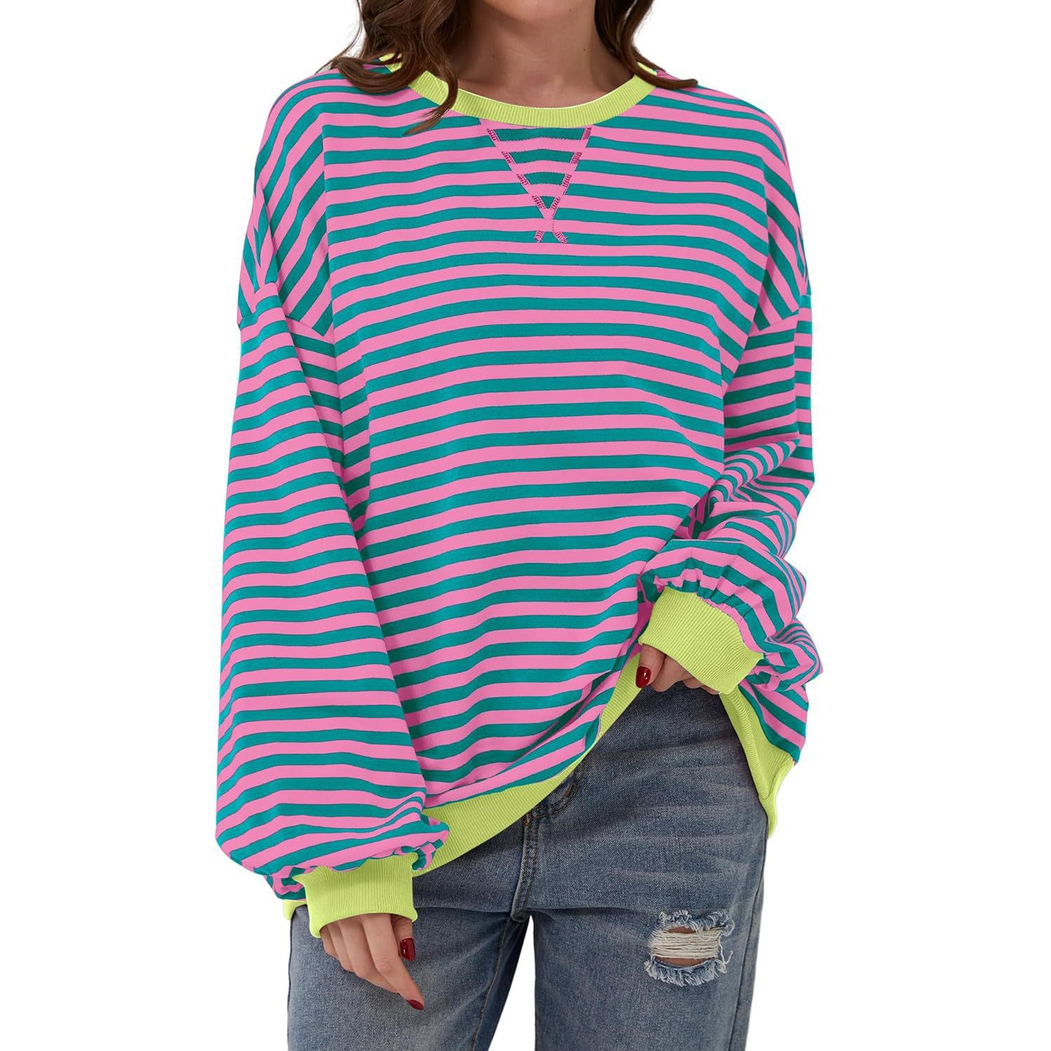 Loose Striped Long Sleeve T-shirt