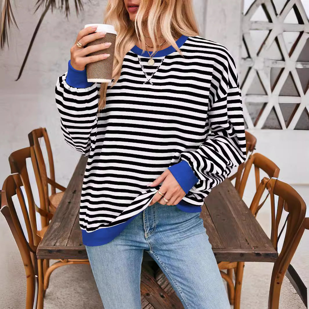 Loose Striped Long Sleeve T-shirt