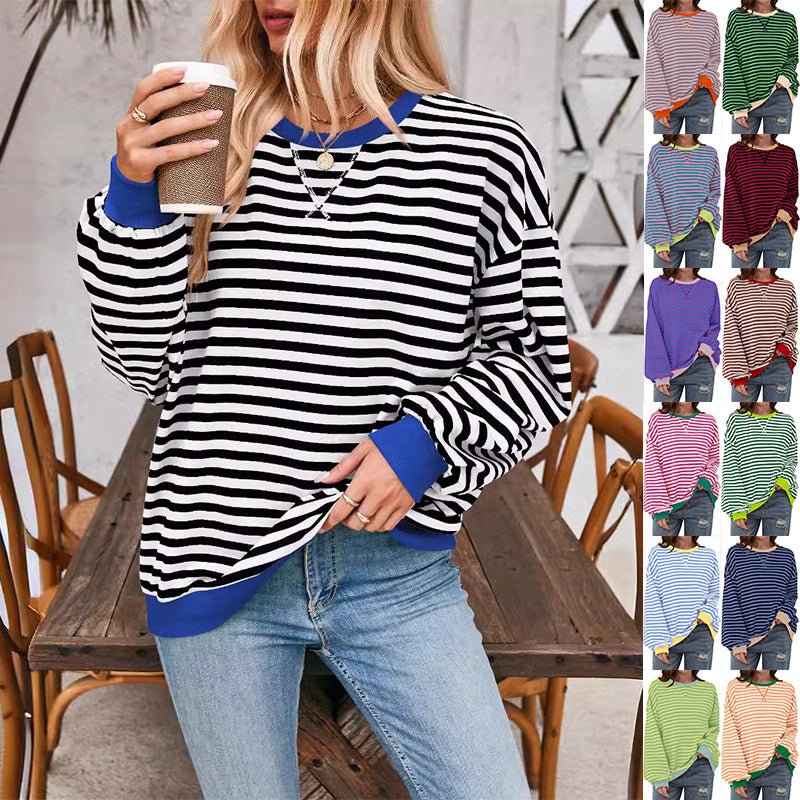 Loose Striped Long Sleeve T-shirt