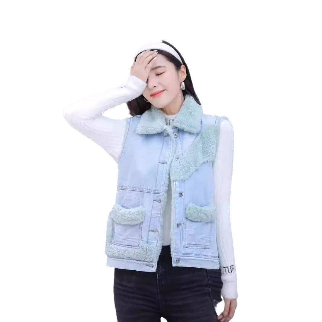 Korean Style Loose Winter Denim Vest