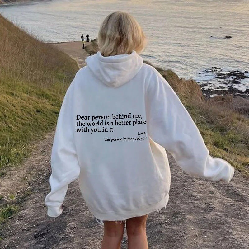 Plush Letter Print Hoodie