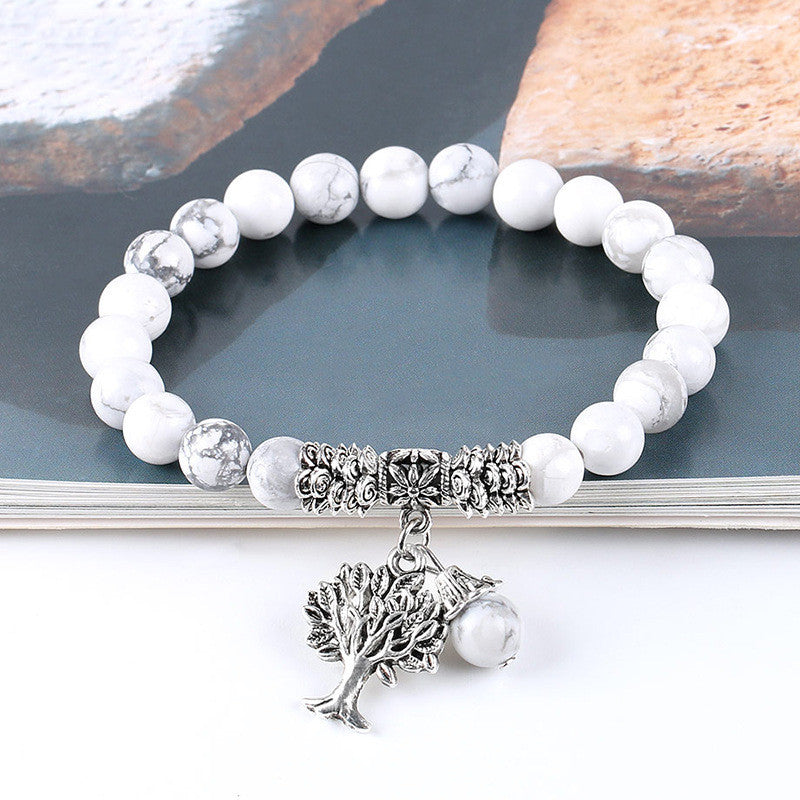 Vintage Frosted White Pine Bead Bracelet