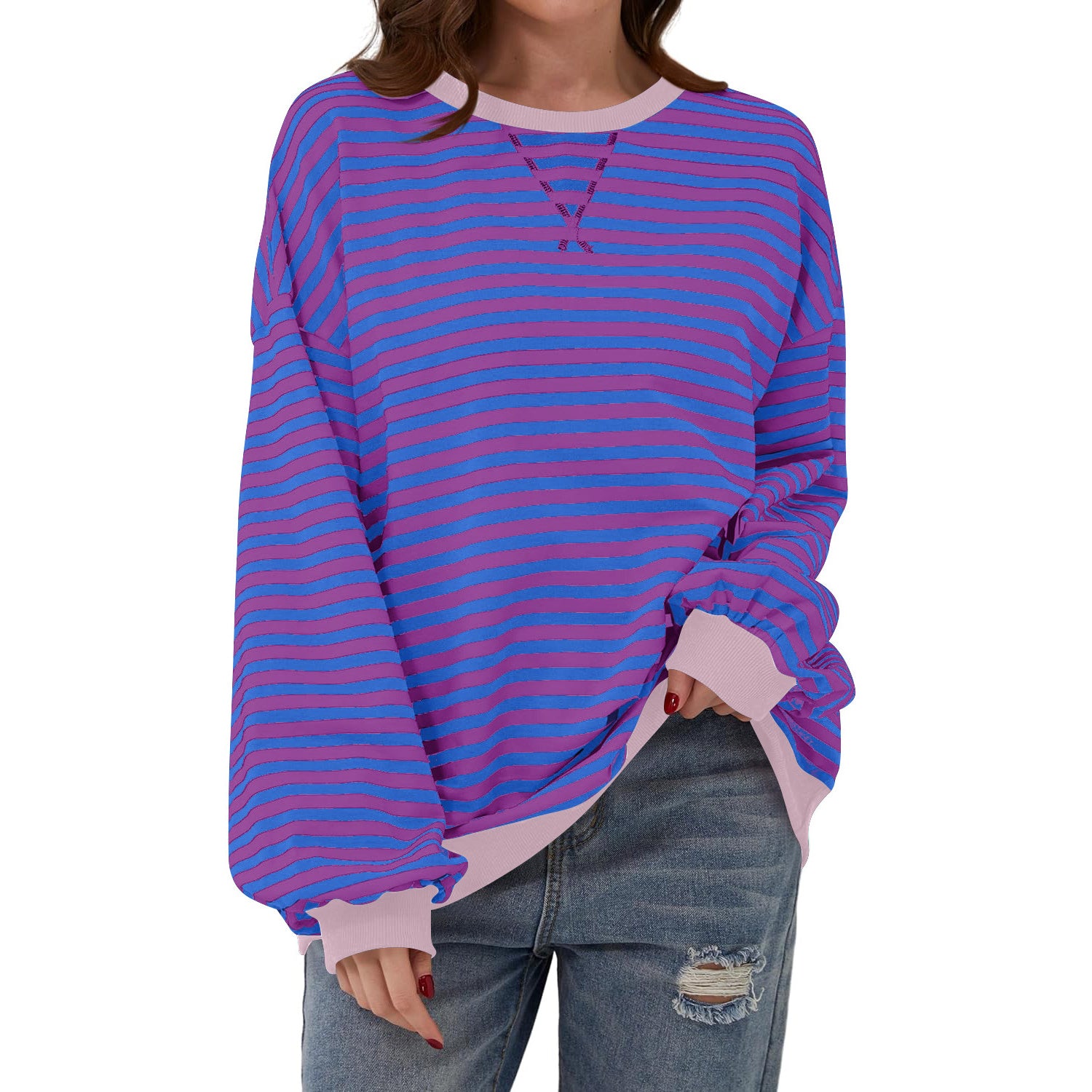 Loose Striped Long Sleeve T-shirt