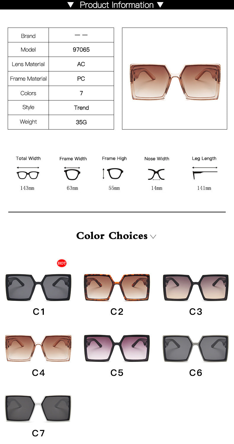 New Large Square Frame Sunglasses For Women