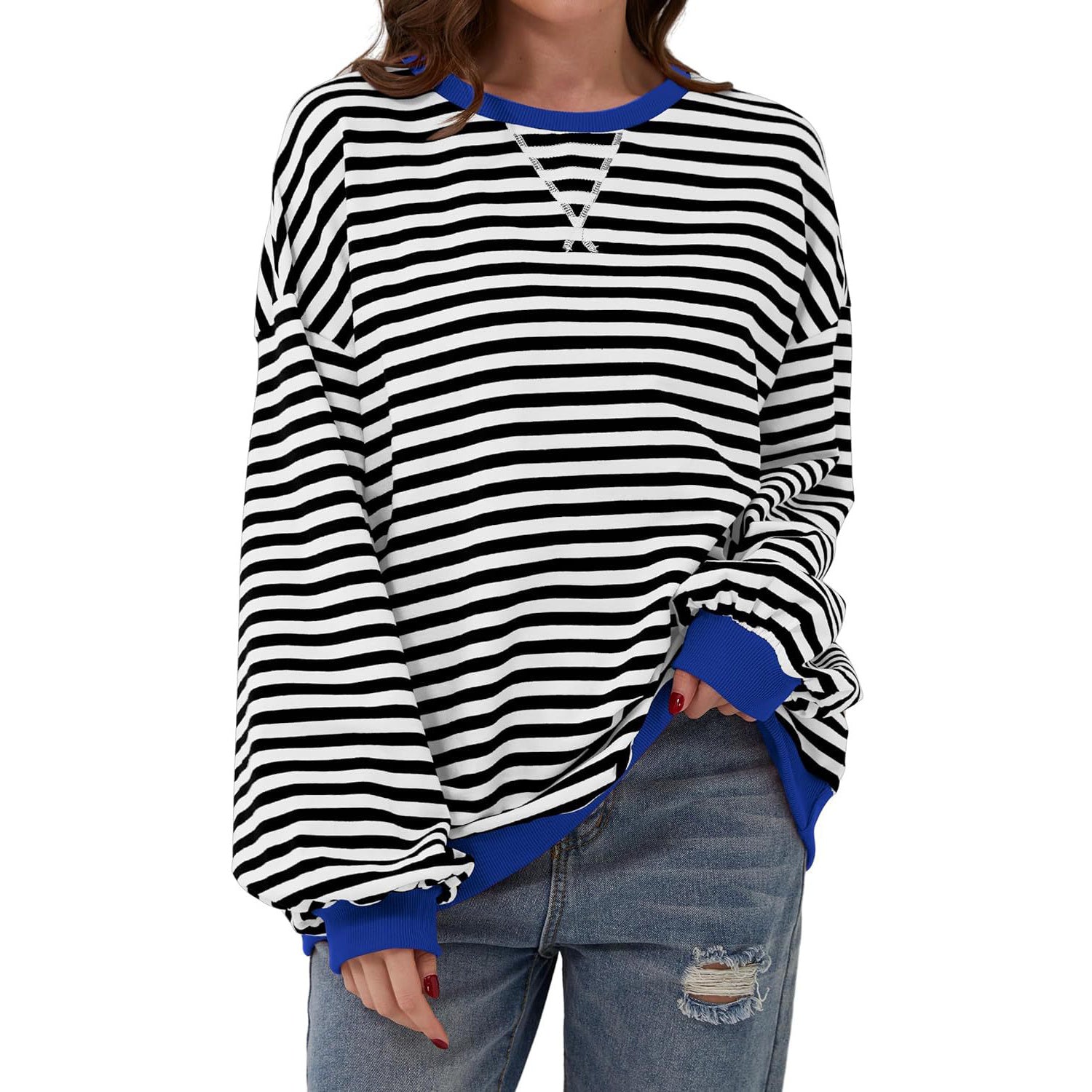 Loose Striped Long Sleeve T-shirt