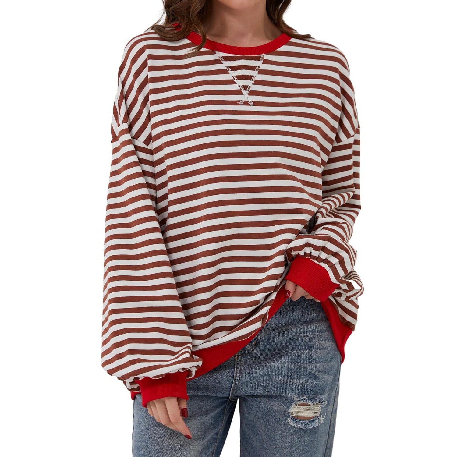 Loose Striped Long Sleeve T-shirt