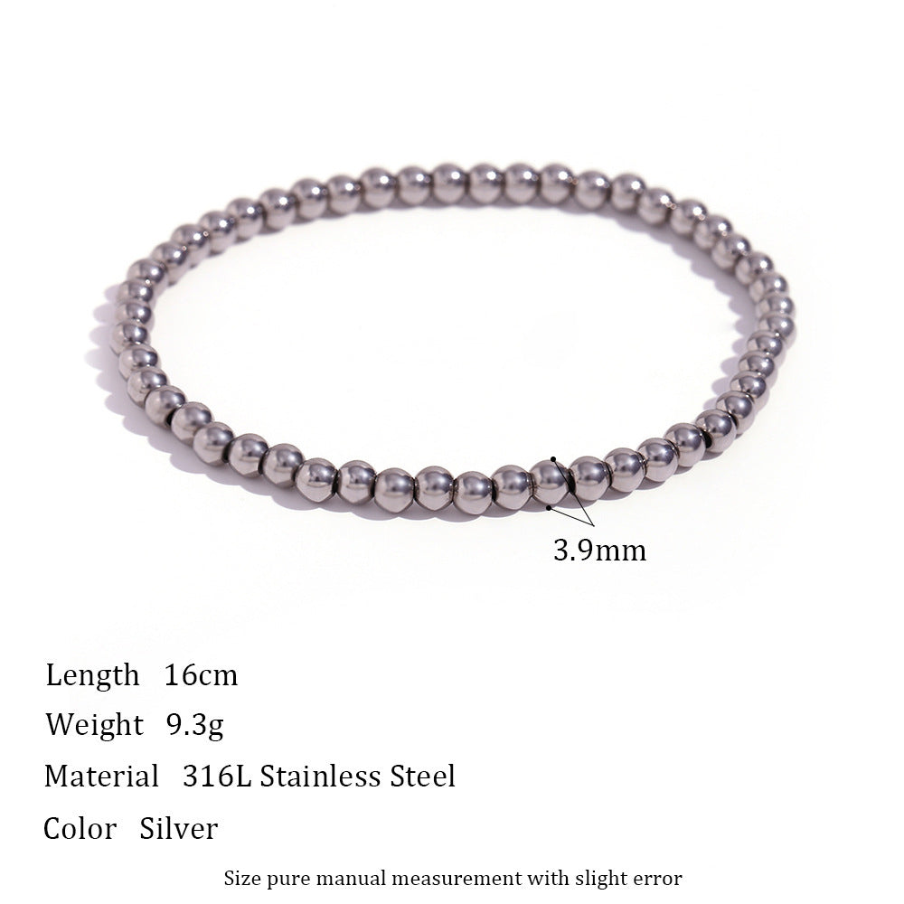 Niche Vintage Stainless Steel Plated 18K Elastic Bead Bracelet