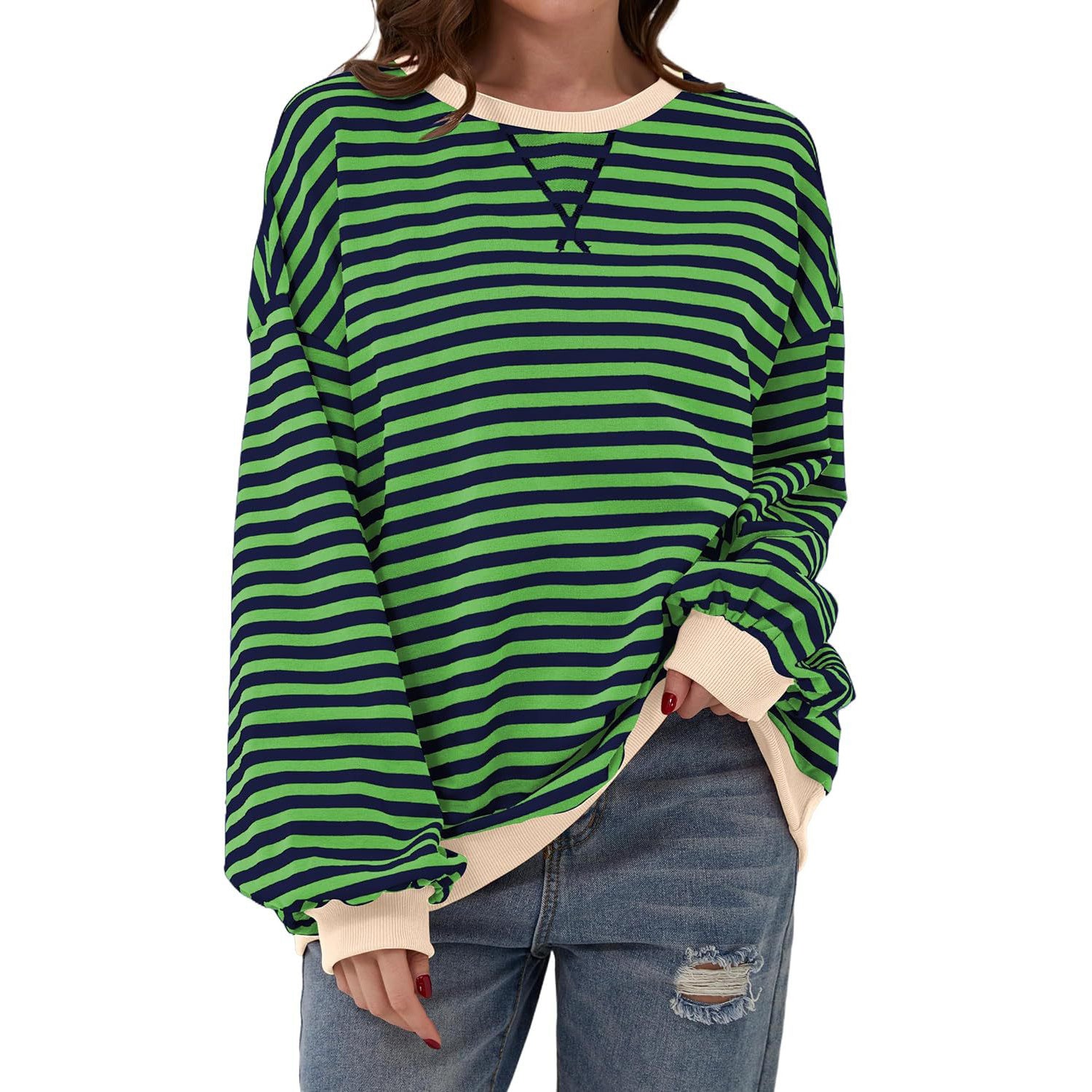 Loose Striped Long Sleeve T-shirt