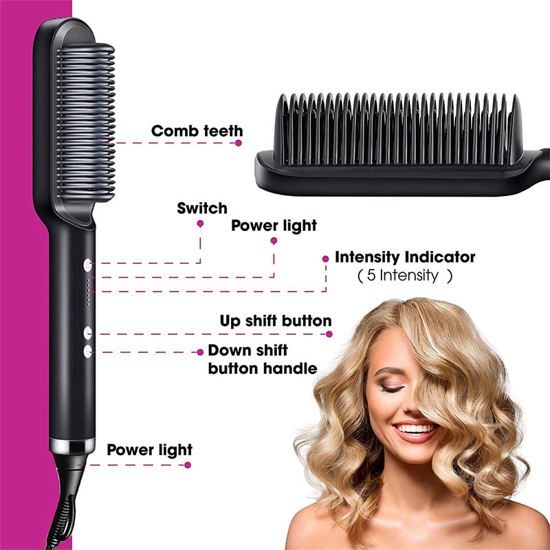 2-in-1 Hair Straightener & Curling Brush