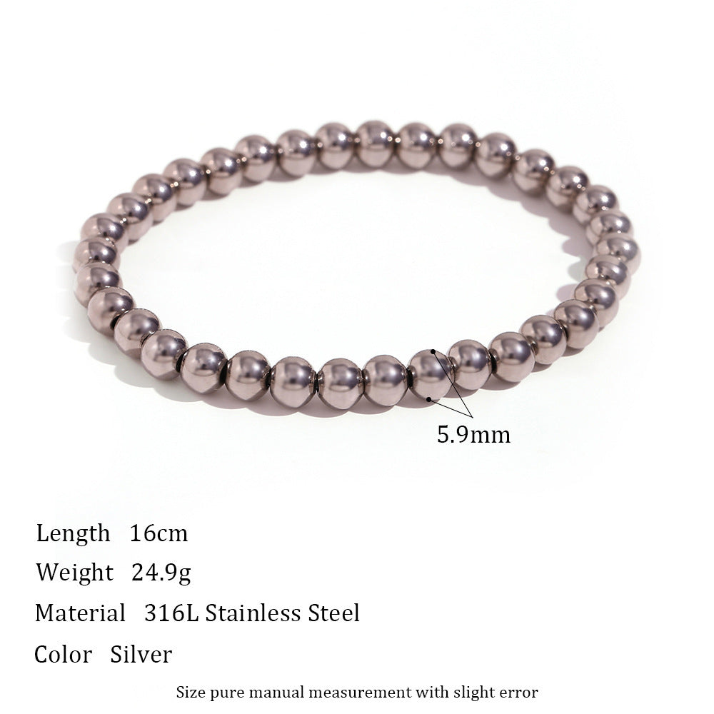 Niche Vintage Stainless Steel Plated 18K Elastic Bead Bracelet