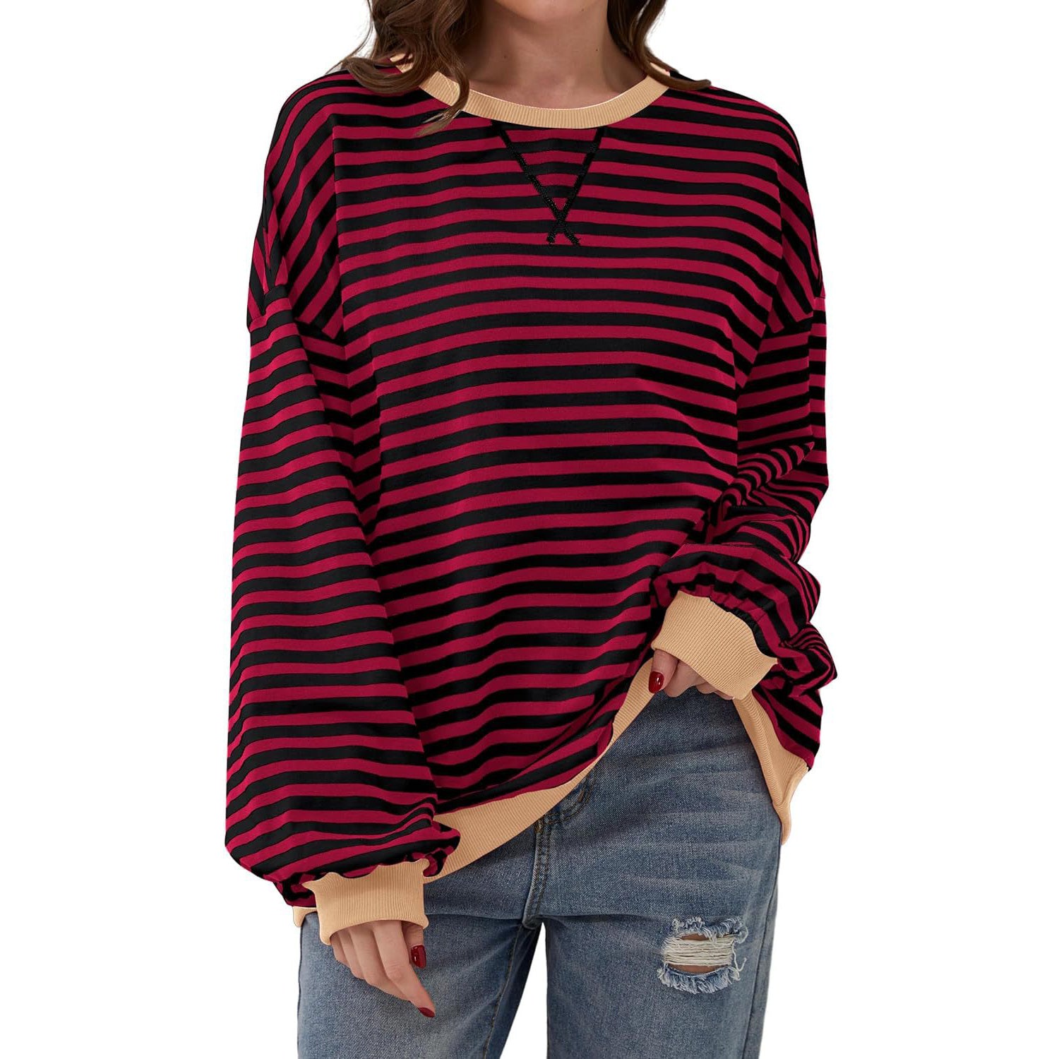 Loose Striped Long Sleeve T-shirt