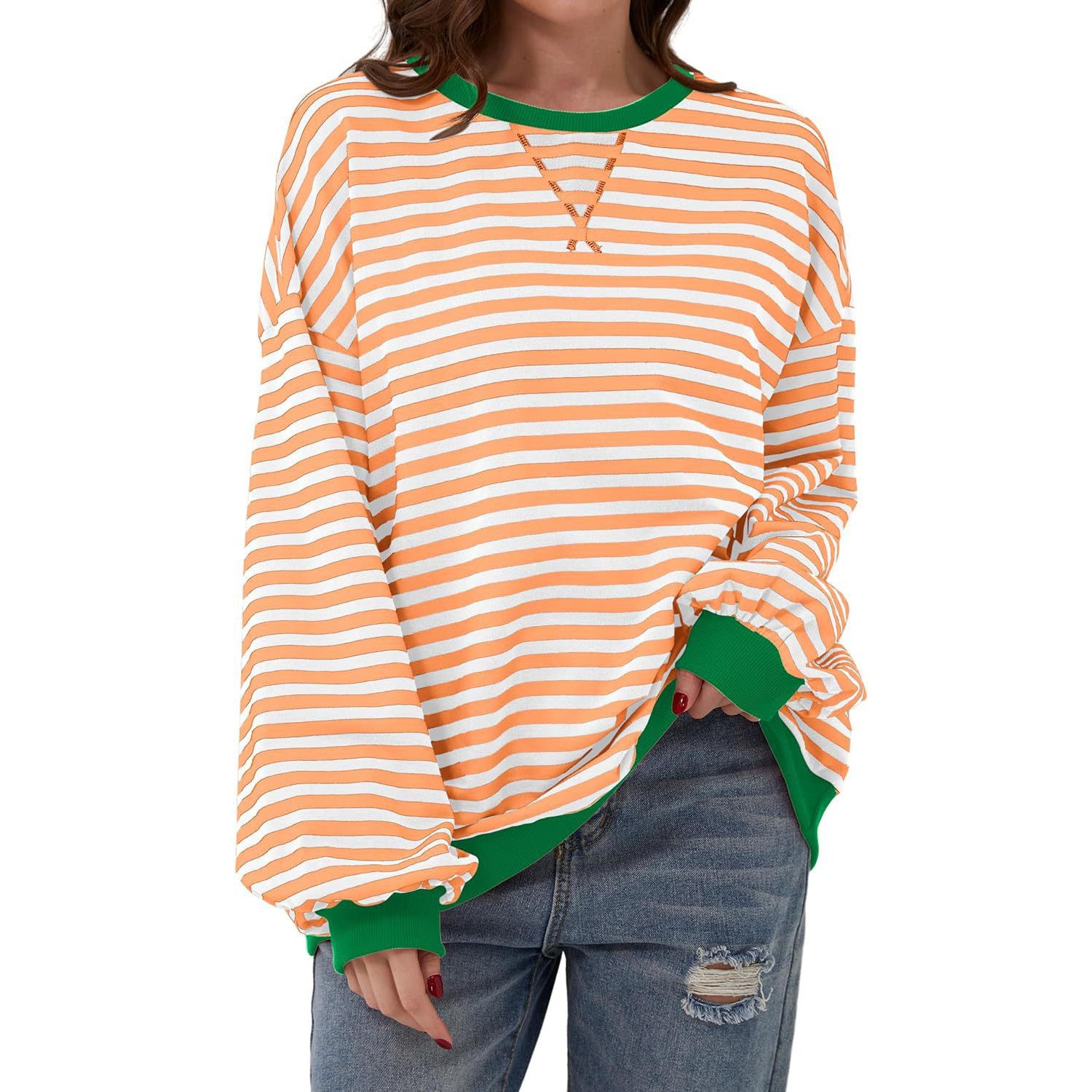 Loose Striped Long Sleeve T-shirt