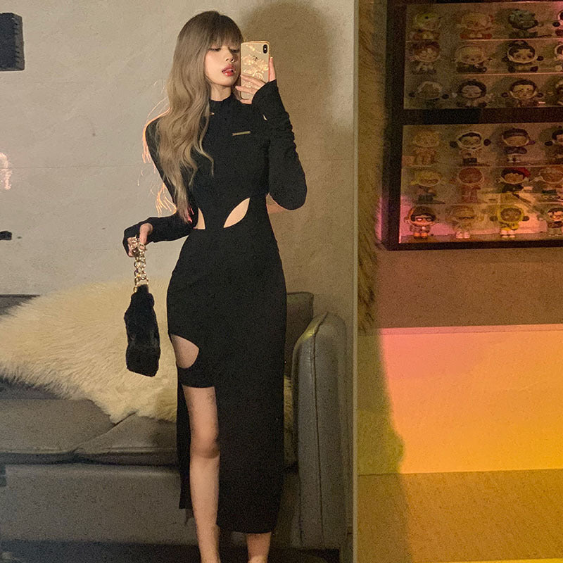 Hollow Long-sleeved Dress For Women