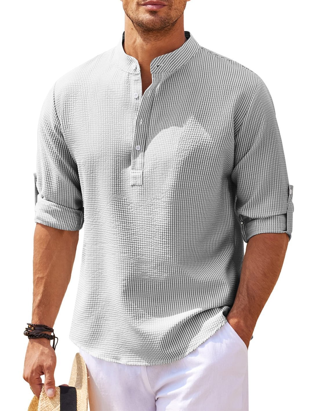 Men's Stand Collar Casual Shirt