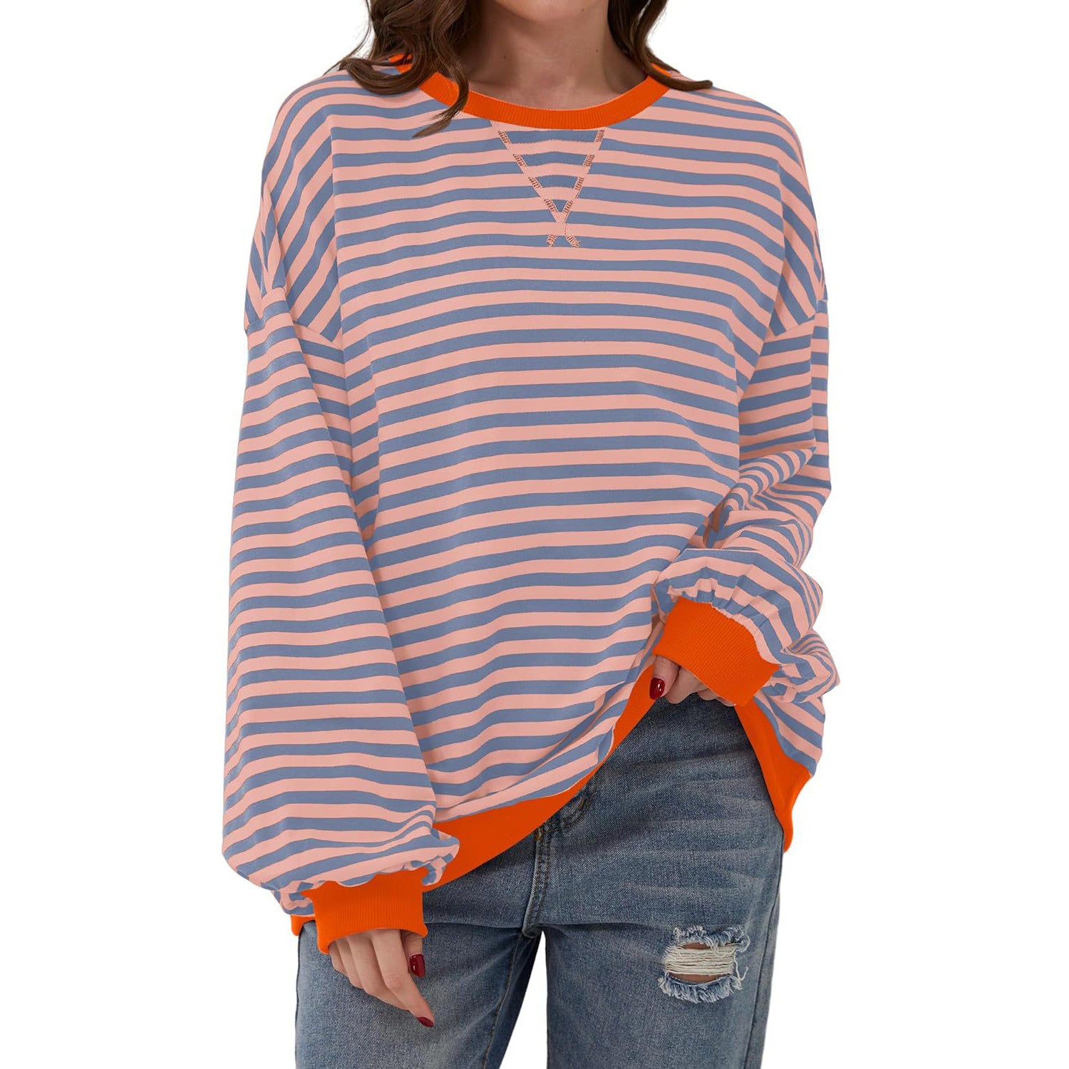 Loose Striped Long Sleeve T-shirt